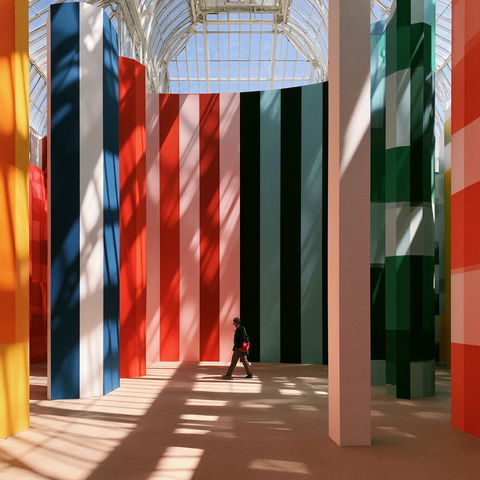 Daniel Buren style (Various), Midjourney V8.2