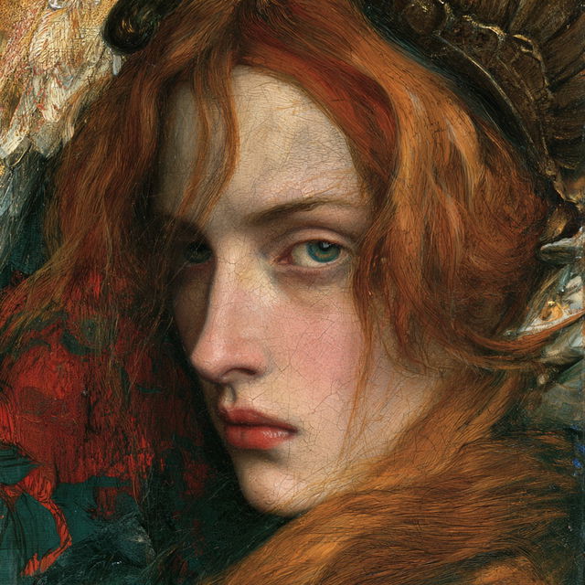Dante Gabriel Rossetti style, Midjourney V8.2, render 4 of 4