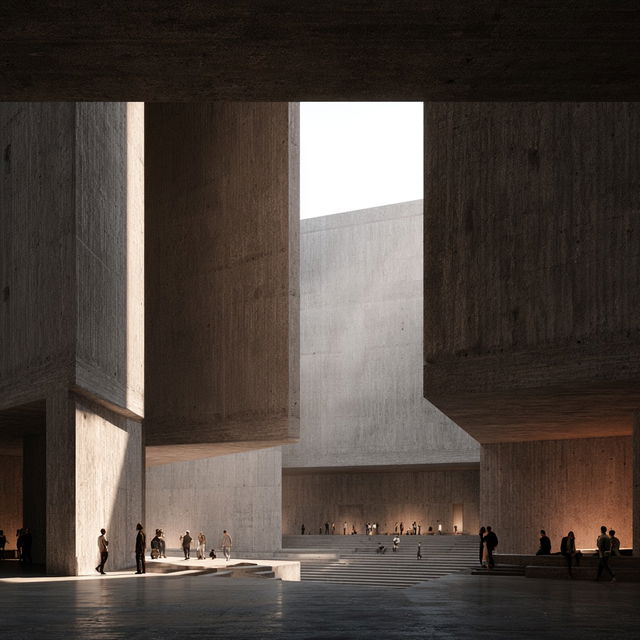 David Chipperfield style, Midjourney V8.2, render 4 of 4