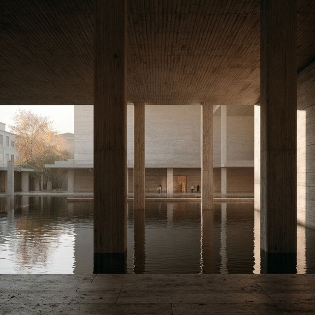 David Chipperfield style, Midjourney V8.2, render 3 of 4