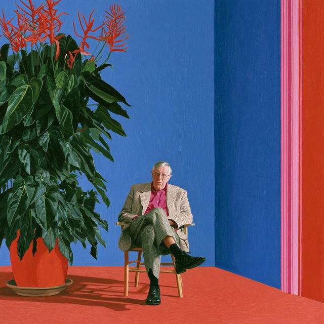 David Hockney style, Midjourney V8.2, render 3 of 4