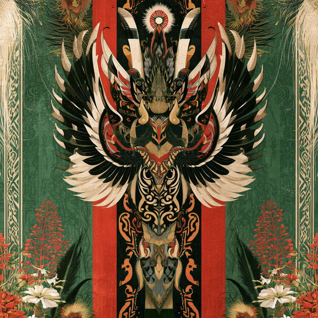 Dayak art style, Midjourney V8.2, render 2 of 4