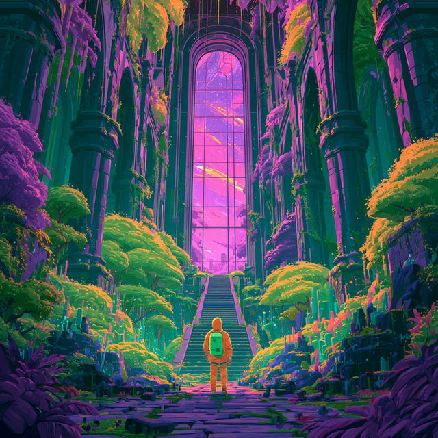 Neon Pilgrimage style, Midjourney V8.2, render 1 of 4