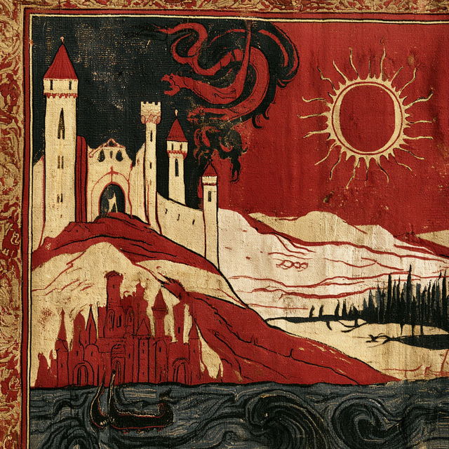 Redtide Tapestry style, Midjourney V8.2, render 4 of 4