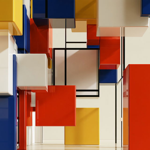 De Stijl style, Midjourney V8.2, render 3 of 4