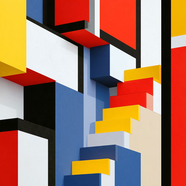 De Stijl style, Midjourney V8.2, render 1 of 4