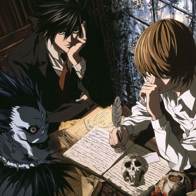 Death Note style, Midjourney V8.2, render 3 of 4