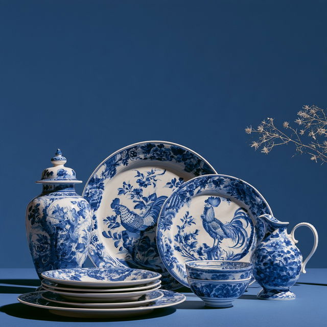 Delftware style, Midjourney V8.2, render 2 of 4