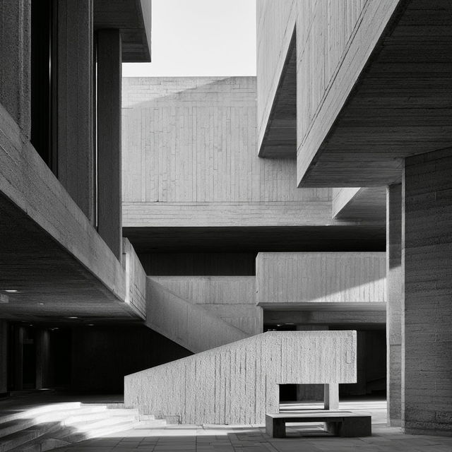 Denys Lasdun style, Midjourney V8.2, render 1 of 4