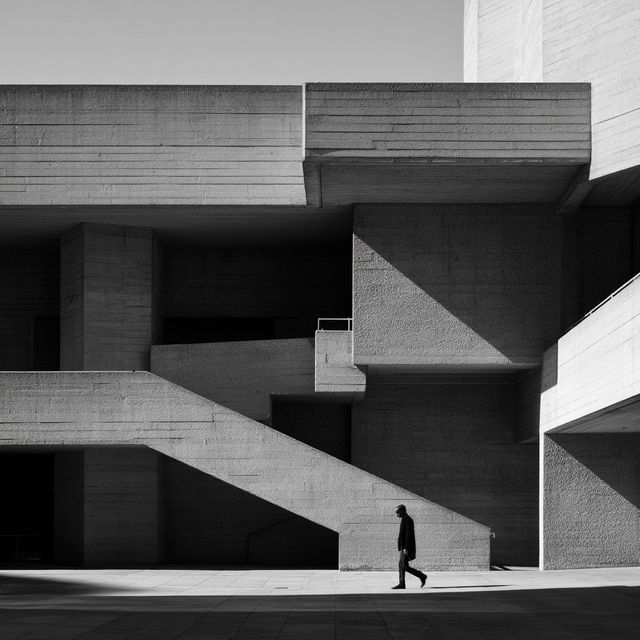 Denys Lasdun style, Midjourney V8.2, render 3 of 4