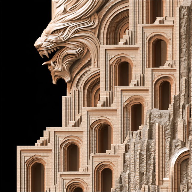 Sunstone Labyrinthism style, Midjourney V8.2, render 3 of 4