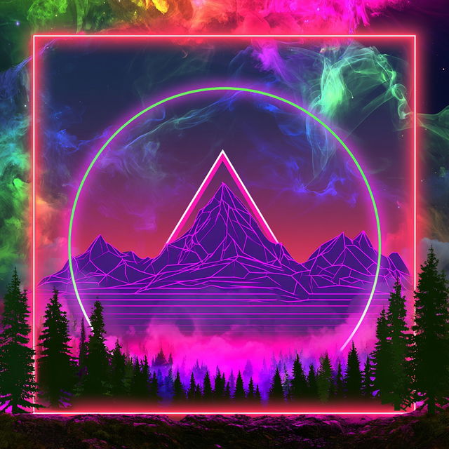 Fluorodye Gridism style, Midjourney V8.2, render 1 of 4