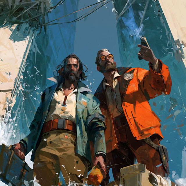 Disco Elysium style, Midjourney V8.2, render 4 of 4