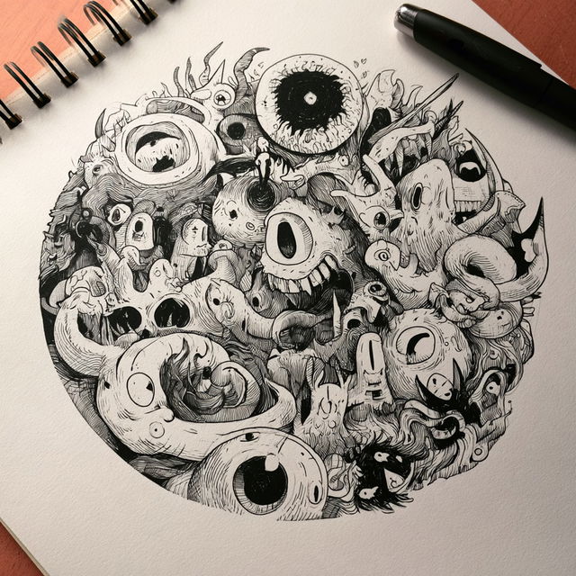 Doodle style, Midjourney V8.2, render 2 of 4
