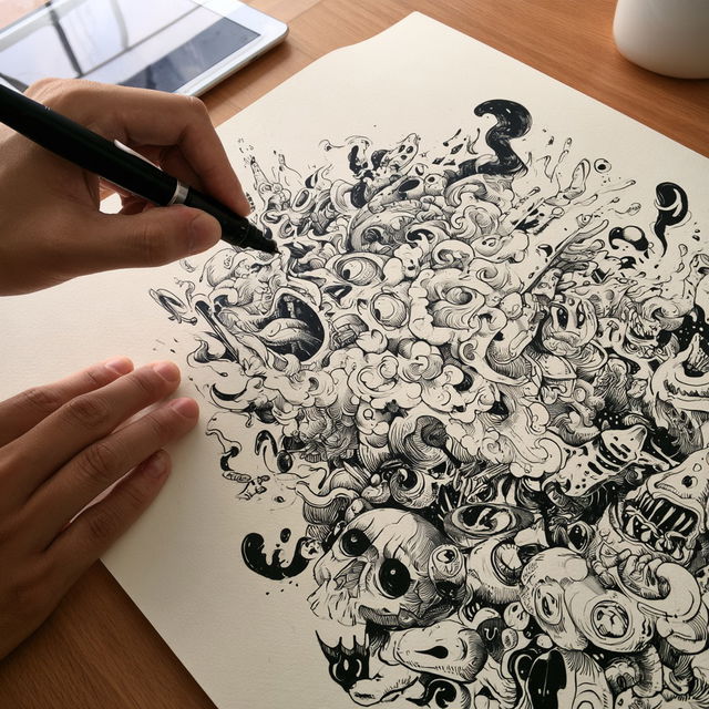 Doodle style, Midjourney V8.2, render 4 of 4