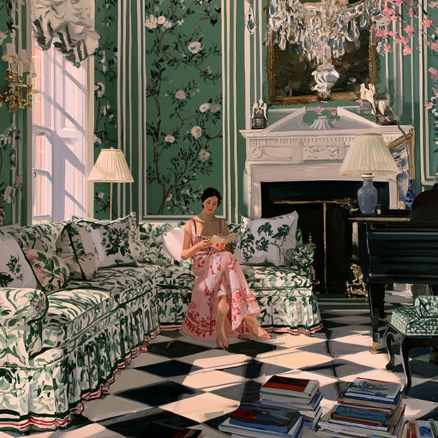 Dorothy Draper style, Midjourney V8.2, render 3 of 4