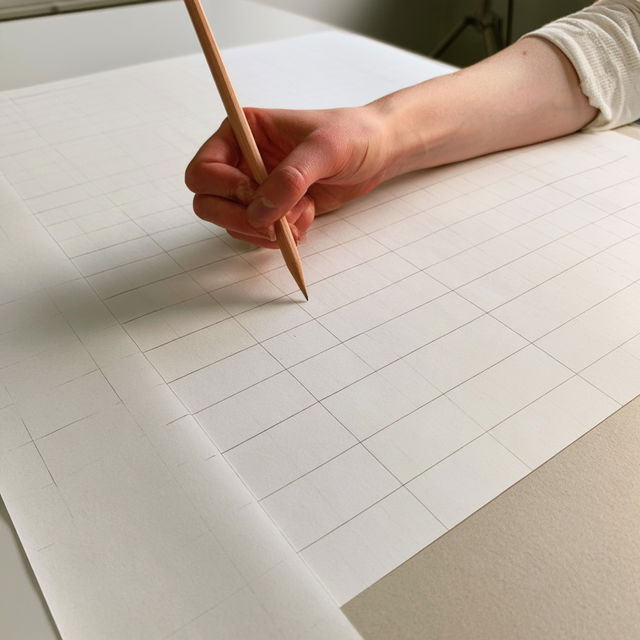 Drawing grid paper style, Midjourney V8.2, render 4 of 4