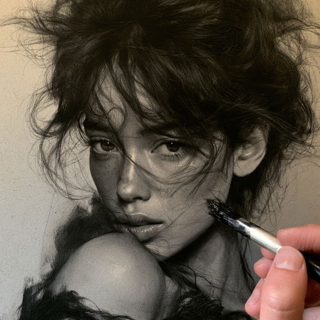 Dry brush drawing style, Midjourney V8.2, render 2 of 4