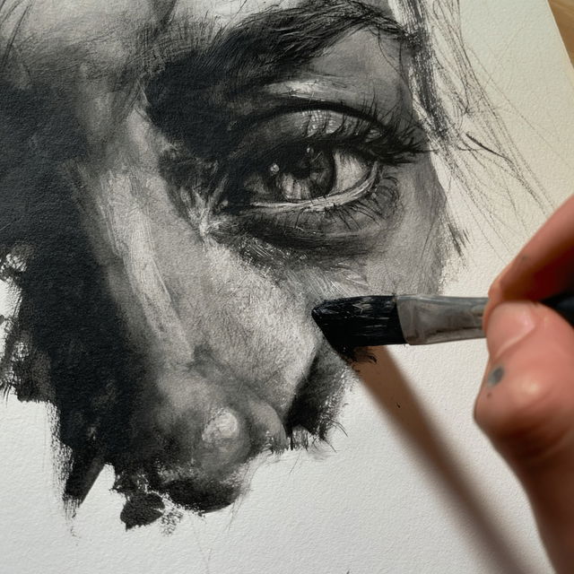 Dry brush drawing style, Midjourney V8.2, render 1 of 4