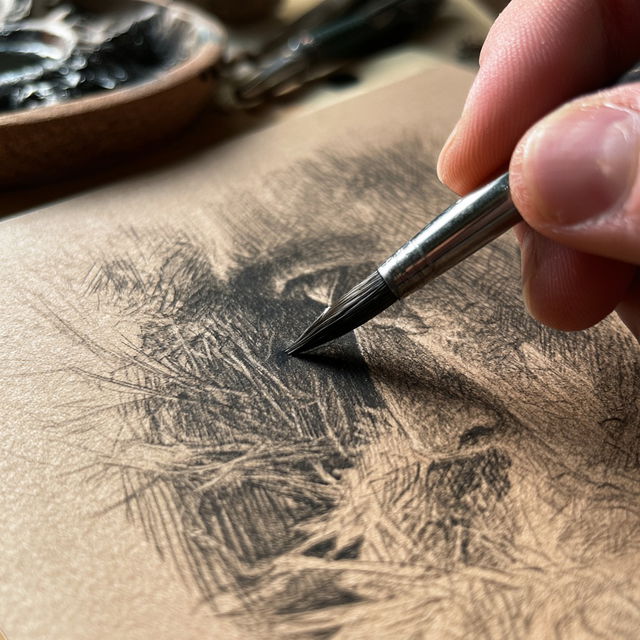 Dry brush drawing style, Midjourney V8.2, render 3 of 4