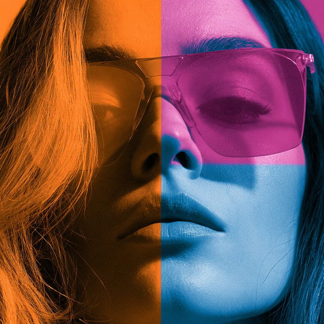 Duotone colors style, Midjourney V8.2, render 1 of 4