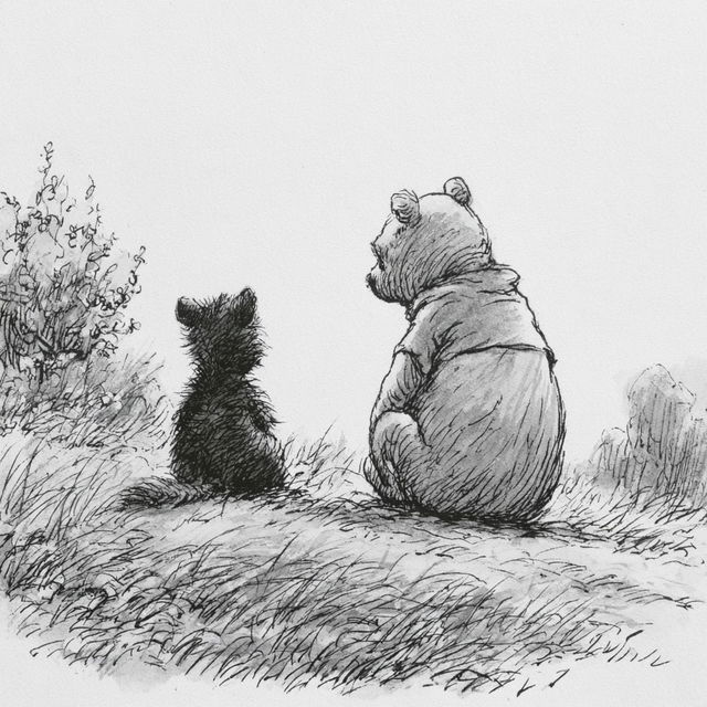 E. H. Shepard style, Midjourney V8.2, render 2 of 4