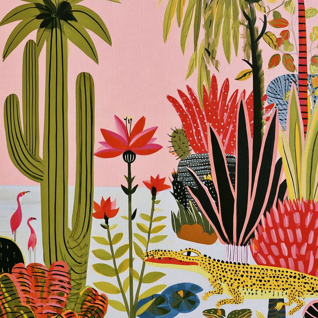 Ornamental Tropic Interiorism style, Midjourney V8.2, render 4 of 4