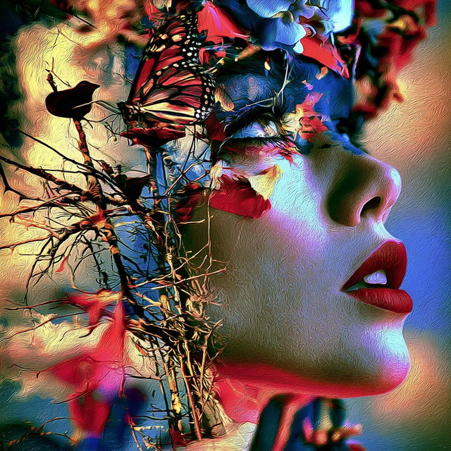 Butterfly Afterimage style, Midjourney V8.2, render 2 of 4