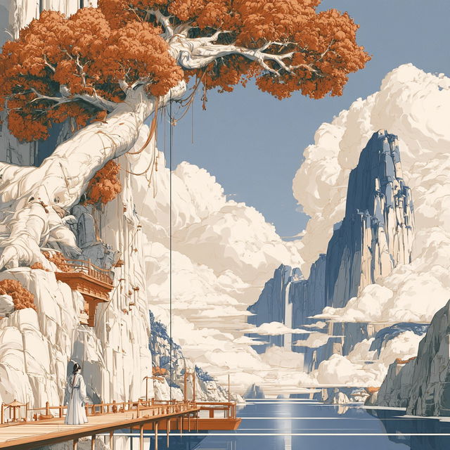 Panelstring Escarpment style, Midjourney V8.2, render 2 of 4