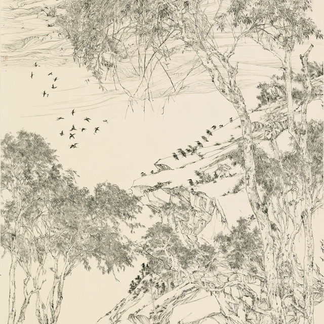 Countercurrent Shanshui style, Midjourney V8.2, render 3 of 4