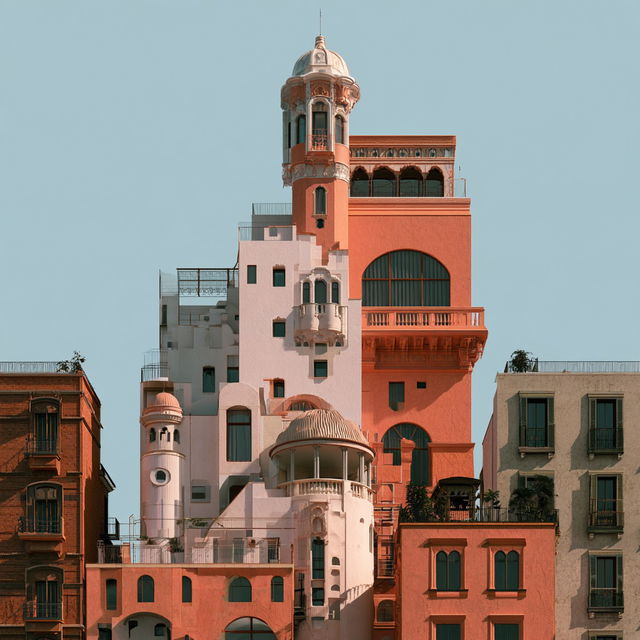 Eclectic architecture style, Midjourney V8.2, render 2 of 4