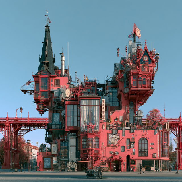Eclectic architecture style, Midjourney V8.2, render 4 of 4