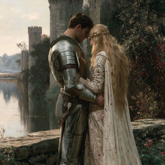 Edmund Leighton style, Midjourney V8.2, render 2 of 4