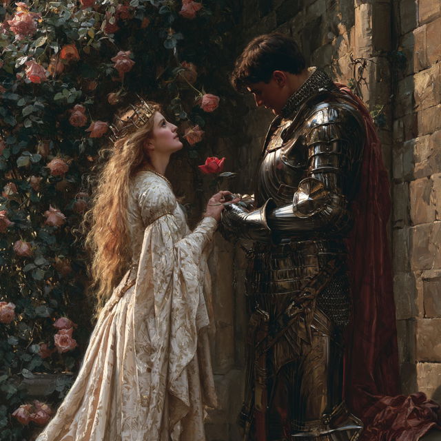 Edmund Leighton style, Midjourney V8.2, render 1 of 4