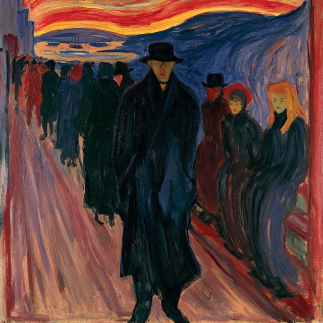 Edvard Munch style, Midjourney V8.2, render 1 of 4