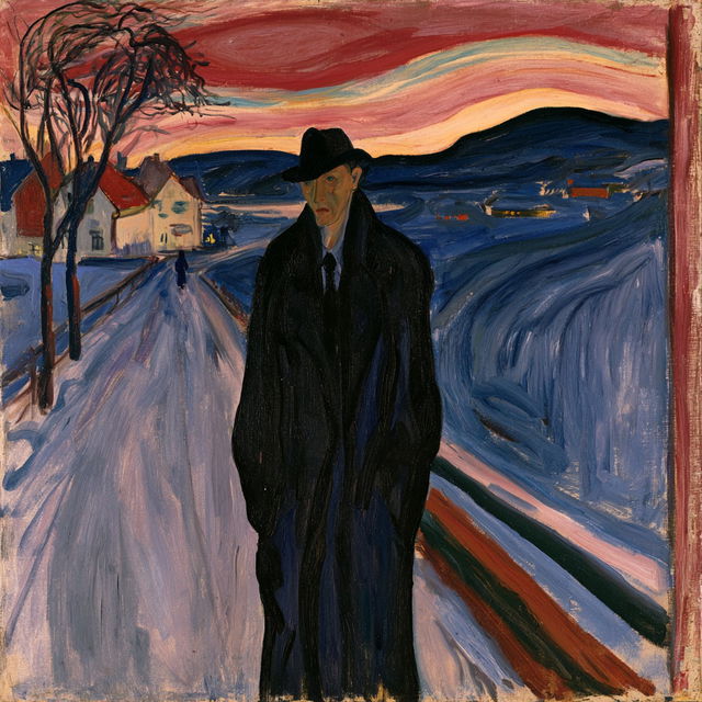 Edvard Munch style, Midjourney V8.2, render 3 of 4