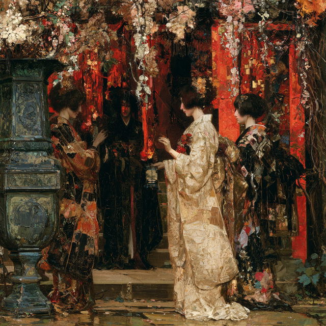 Edward Atkinson Hornel style, Midjourney V8.2, render 4 of 4