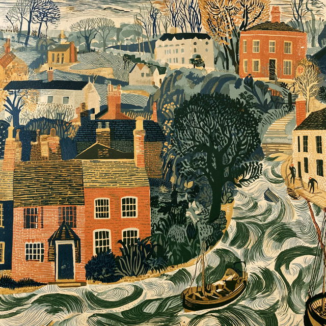 Edward Bawden style, Midjourney V8.2, render 2 of 4