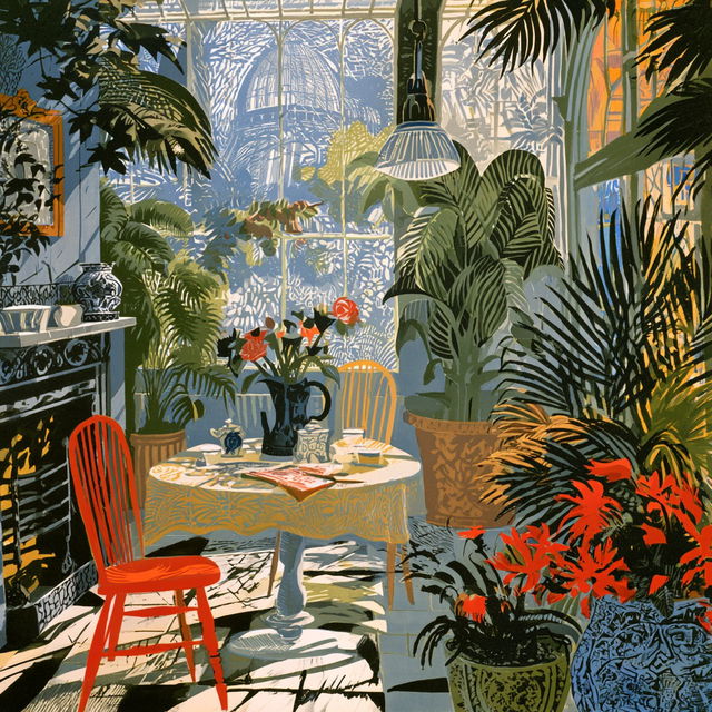 Edward Bawden style, Midjourney V8.2, render 3 of 4