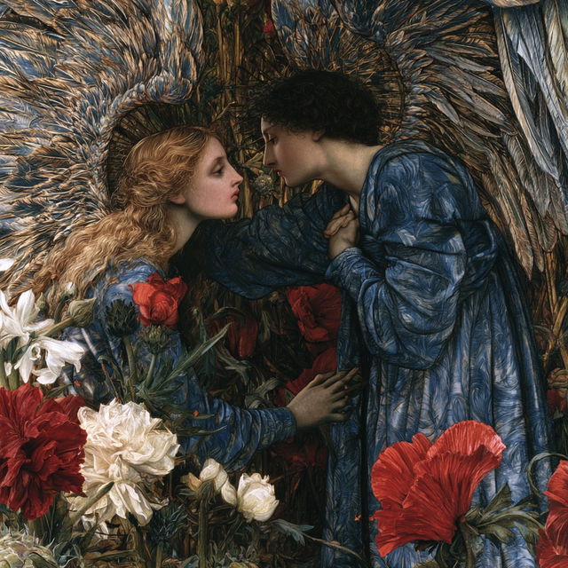Edward Burne-Jones style, Midjourney V8.2, render 3 of 4