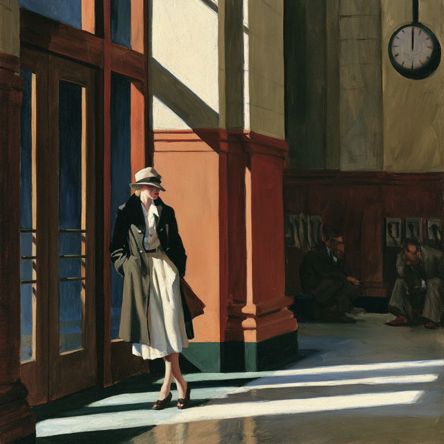 Edward Hopper style, Midjourney V8.2, render 2 of 4