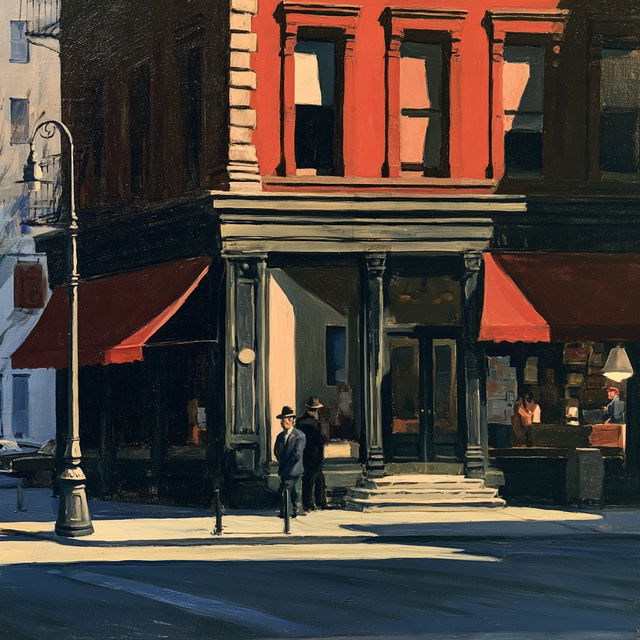 Edward Hopper style, Midjourney V8.2, render 4 of 4