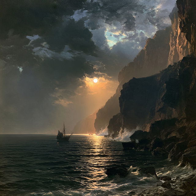 Edward Moran style, Midjourney V8.2, render 2 of 4