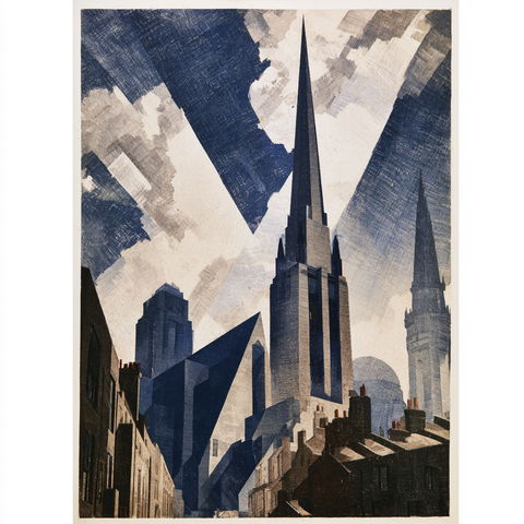 Edward Wadsworth style (Painters), Midjourney V8.2