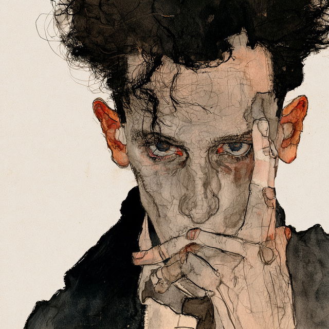 Egon Schiele style, Midjourney V8.2, render 1 of 4
