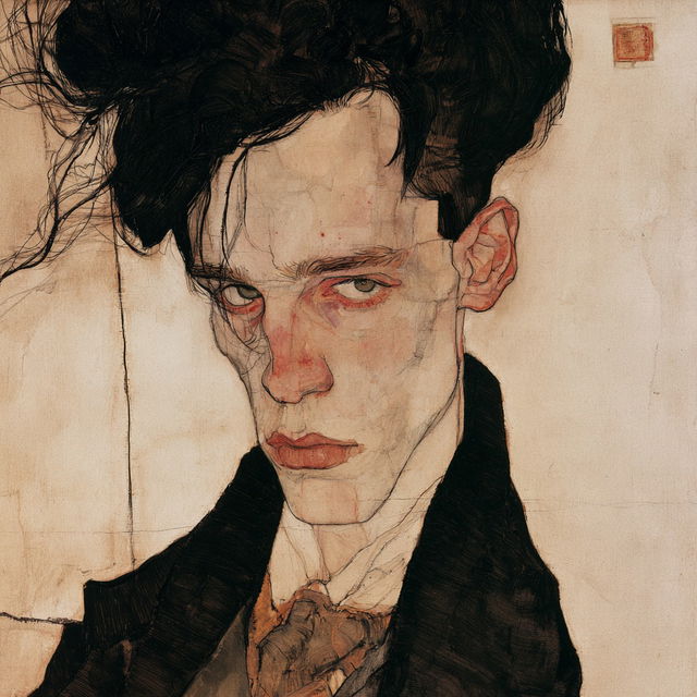Egon Schiele style, Midjourney V8.2, render 4 of 4