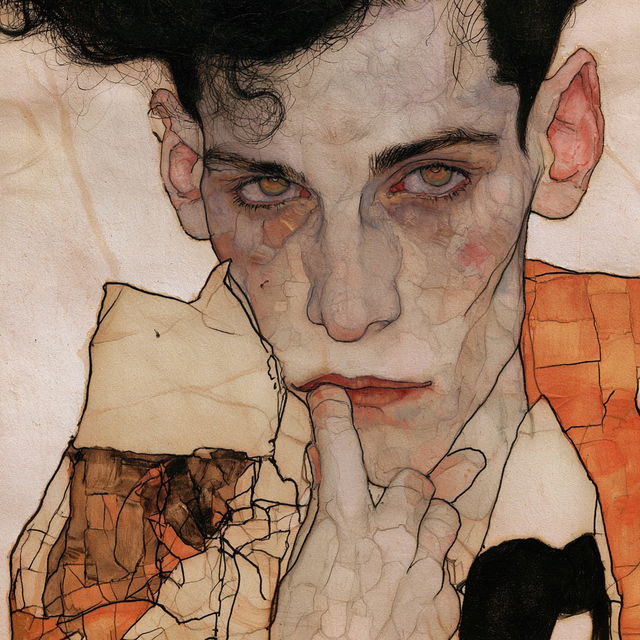 Egon Schiele style, Midjourney V8.2, render 3 of 4