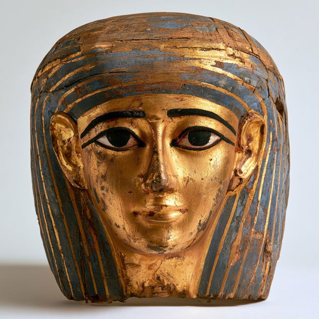 Egyptian funeral mask style, Midjourney V8.2, render 2 of 4