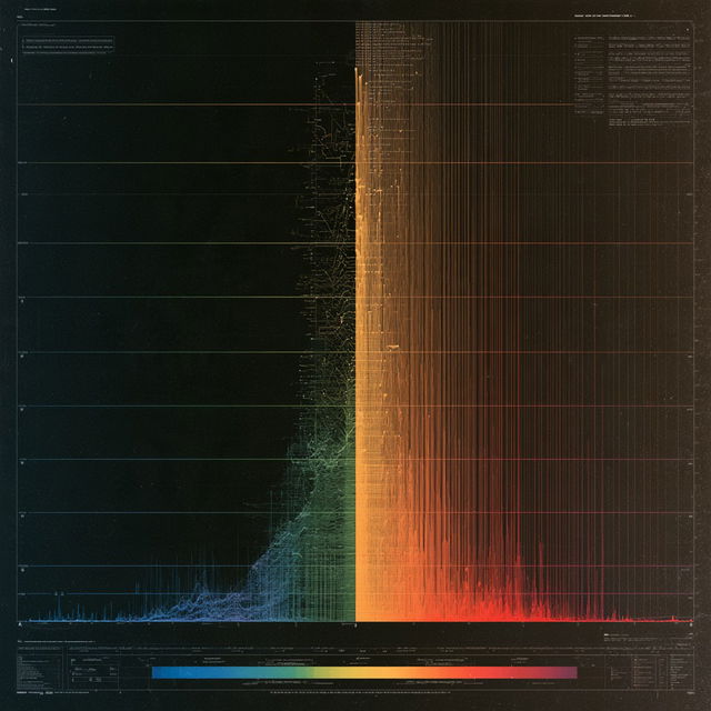 Electromagnetic spectrum chart style, Midjourney V8.2, render 2 of 4