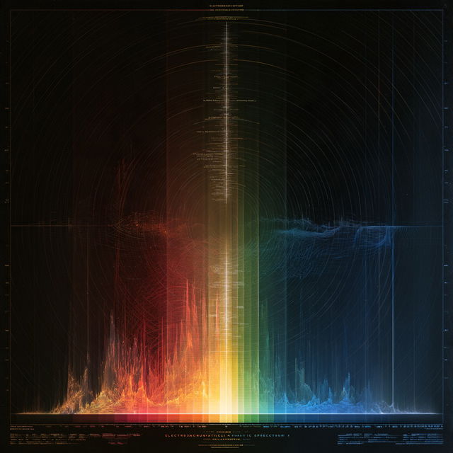Electromagnetic spectrum chart style, Midjourney V8.2, render 3 of 4